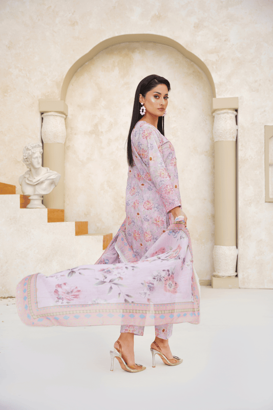 Embroidered Luxury Lawn 3 Piece Suit with Printed Dupatta