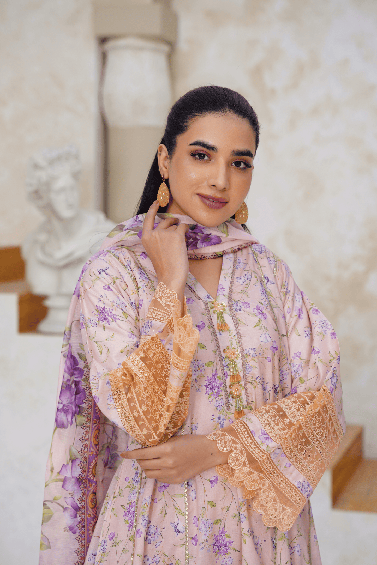 Embroidered Luxury Lawn 3 Piece Suit with Printed Dupatta