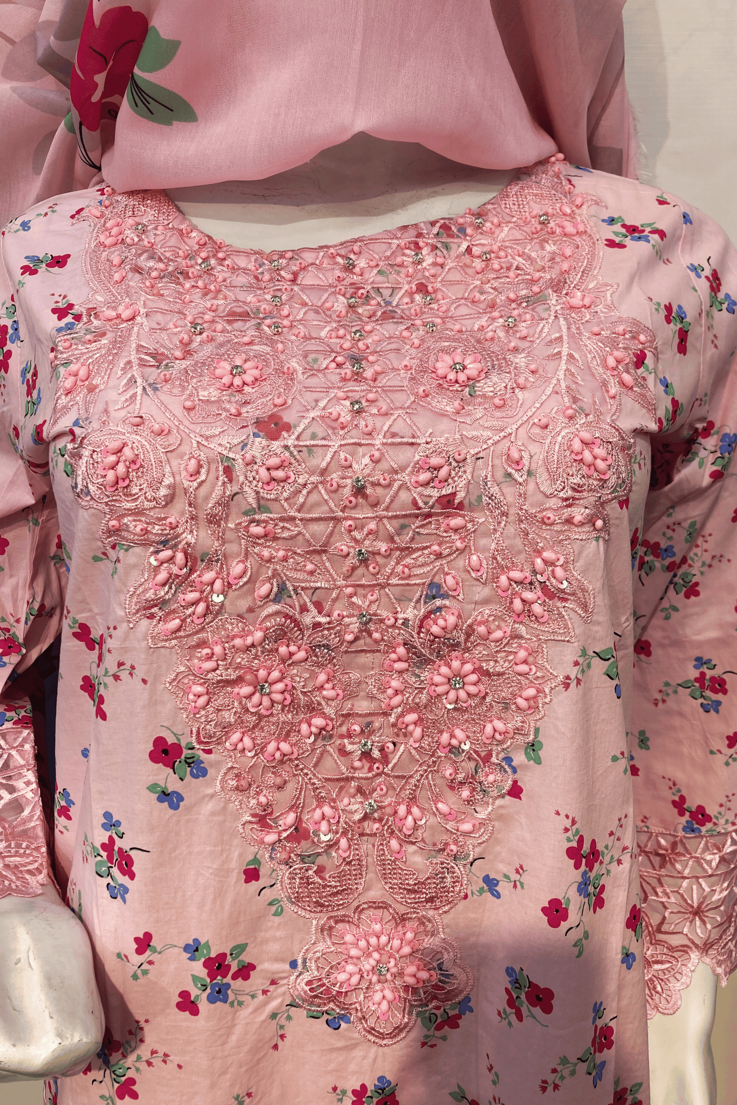 Embroidered Luxury Lawn 3 Piece Suit with Printed Dupatta