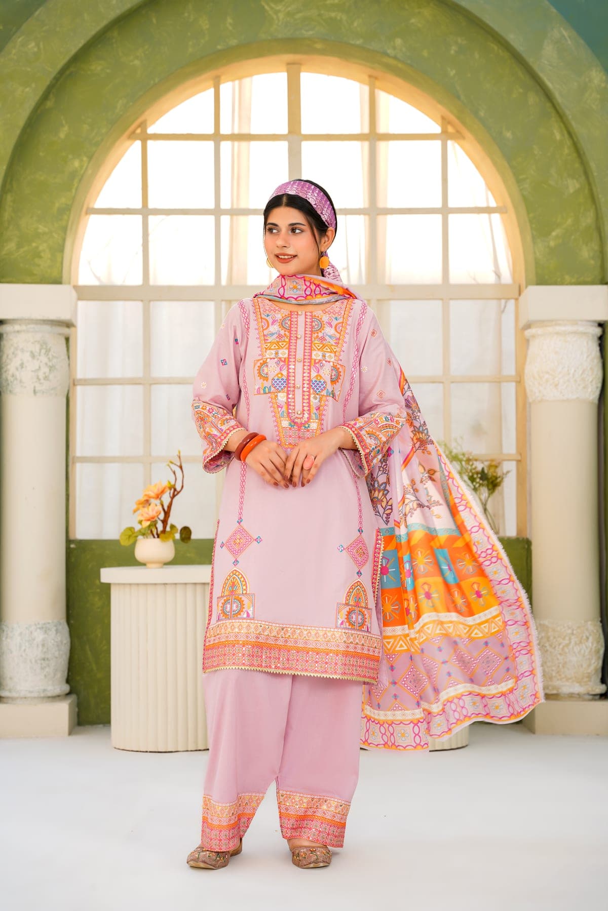 Mauve Mosaic Embroidered Suit