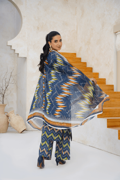 Embroidered Luxury Lawn 3 Piece Suit with Printed Dupatta