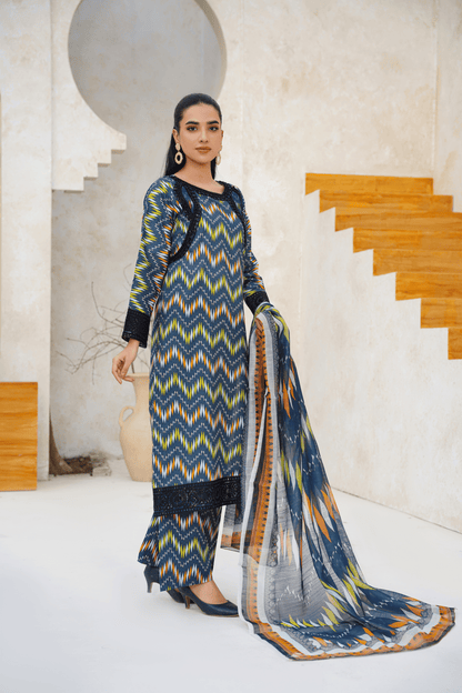 Embroidered Luxury Lawn 3 Piece Suit with Printed Dupatta