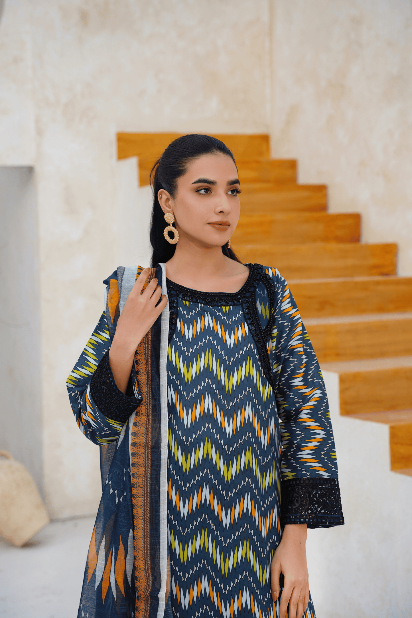 Embroidered Luxury Lawn 3 Piece Suit with Printed Dupatta