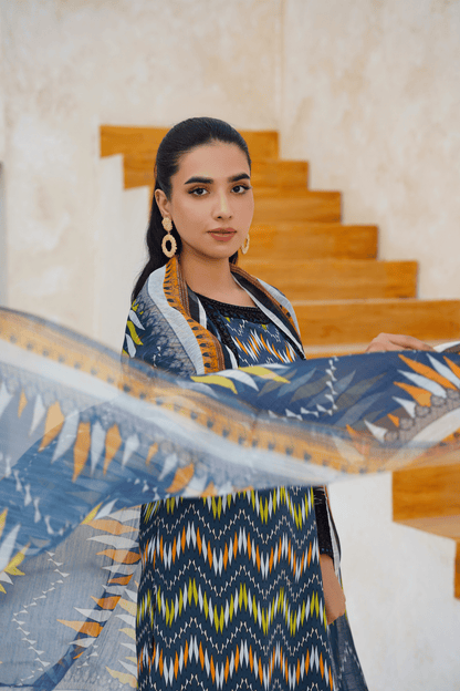 Embroidered Luxury Lawn 3 Piece Suit with Printed Dupatta