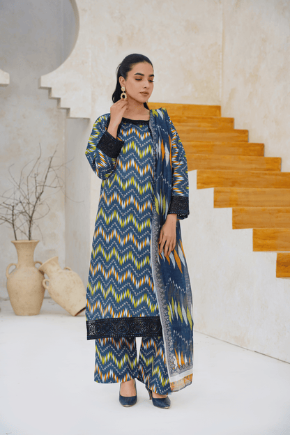 Embroidered Luxury Lawn 3 Piece Suit with Printed Dupatta