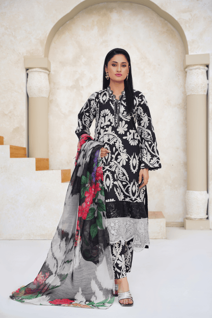 Embroidered Luxury Lawn 3 Piece Suit with Printed Dupatta