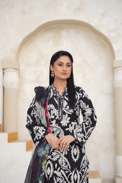 Embroidered Luxury Lawn 3 Piece Suit with Printed Dupatta