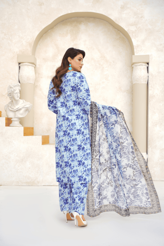 Embroidered Luxury Lawn 3 Piece Suit with Printed Dupatta