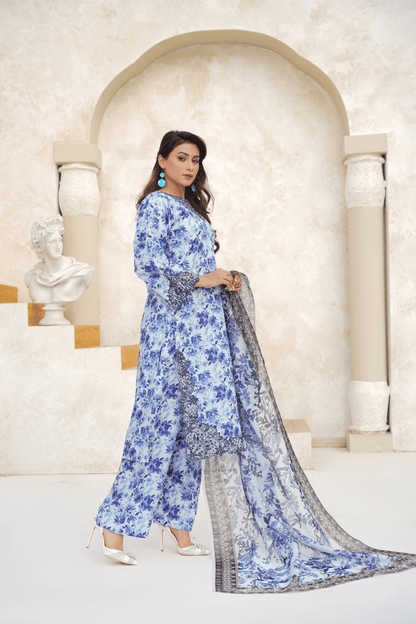 Embroidered Luxury Lawn 3 Piece Suit with Printed Dupatta