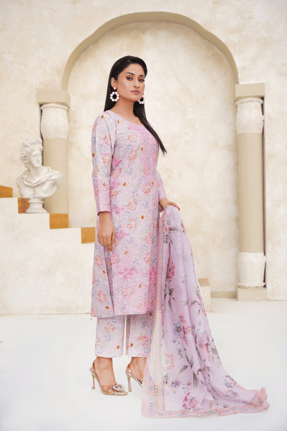 Embroidered Luxury Lawn 3 Piece Suit with Printed Dupatta