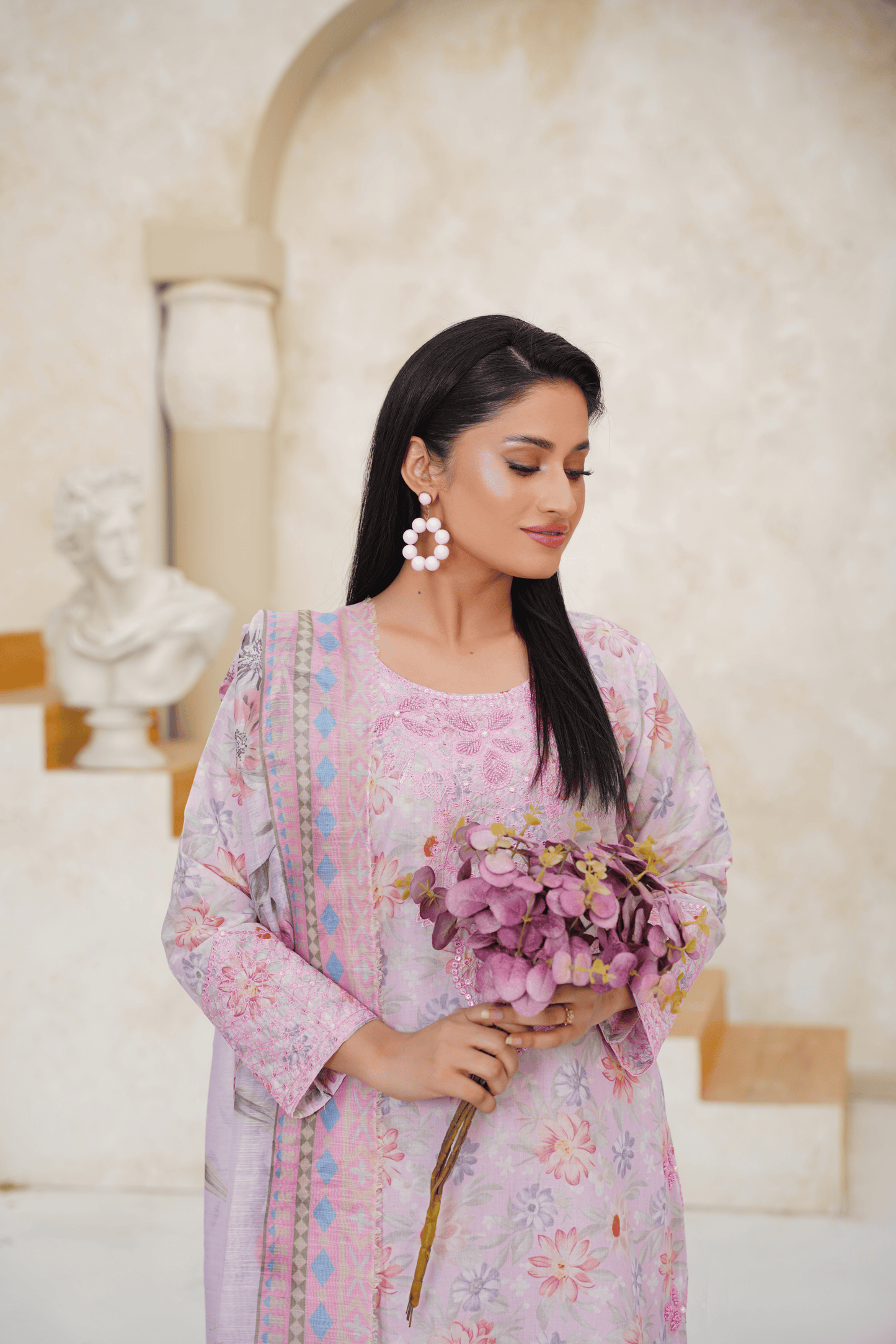 Embroidered Luxury Lawn 3 Piece Suit with Printed Dupatta