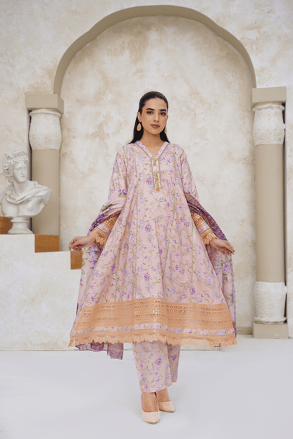 Embroidered Luxury Lawn 3 Piece Suit with Printed Dupatta