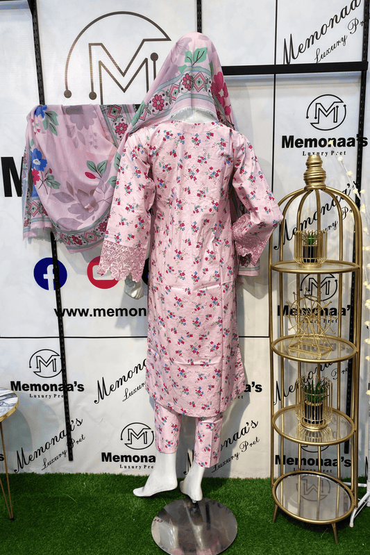 Embroidered Luxury Lawn 3 Piece Suit with Printed Dupatta