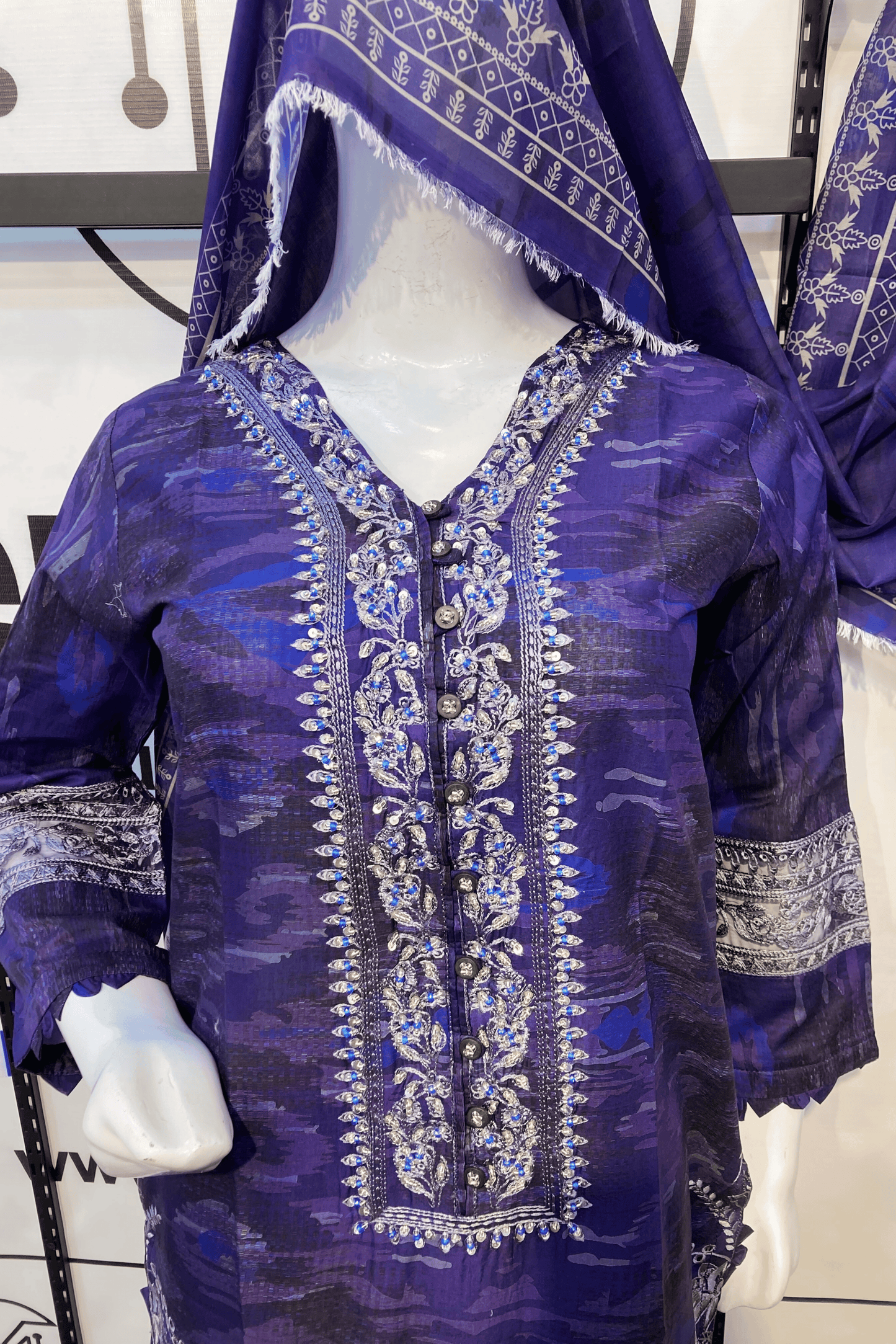Embroidered Luxury Lawn 3 Piece Suit with Printed Dupatta
