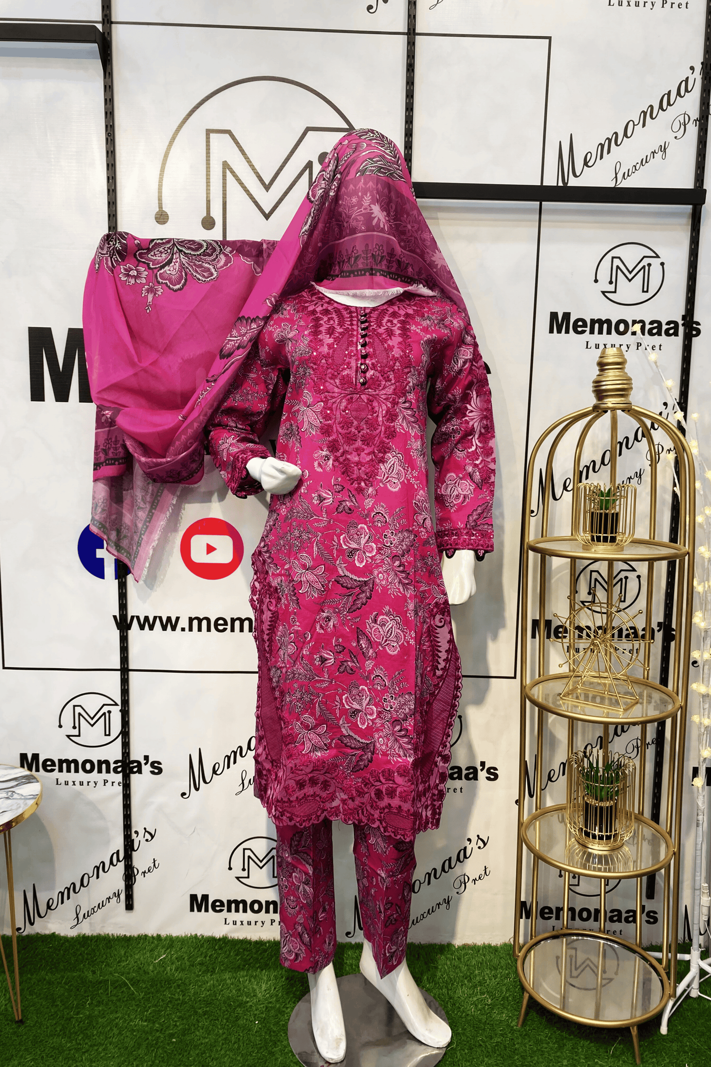 Embroidered Luxury Lawn 3 Piece Suit with Printed Dupatta