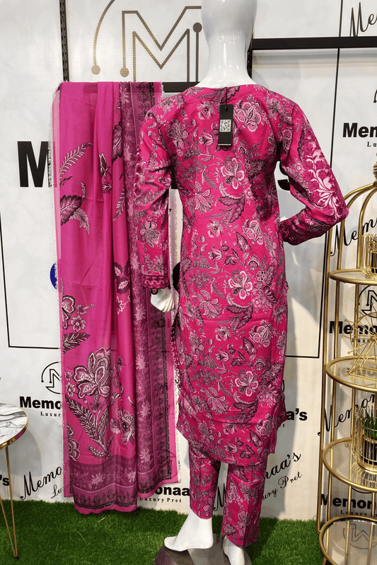 Embroidered Luxury Lawn 3 Piece Suit with Printed Dupatta