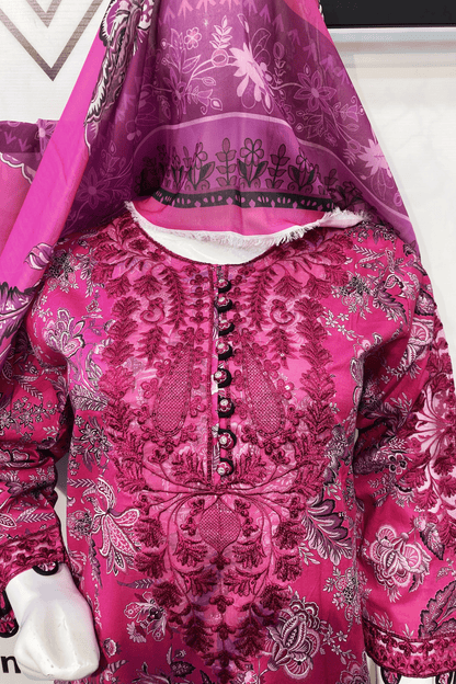 Embroidered Luxury Lawn 3 Piece Suit with Printed Dupatta