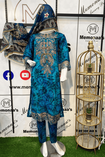 Embroidered Luxury Lawn 3 Piece Suit with Printed Dupatta