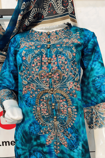 Embroidered Luxury Lawn 3 Piece Suit with Printed Dupatta