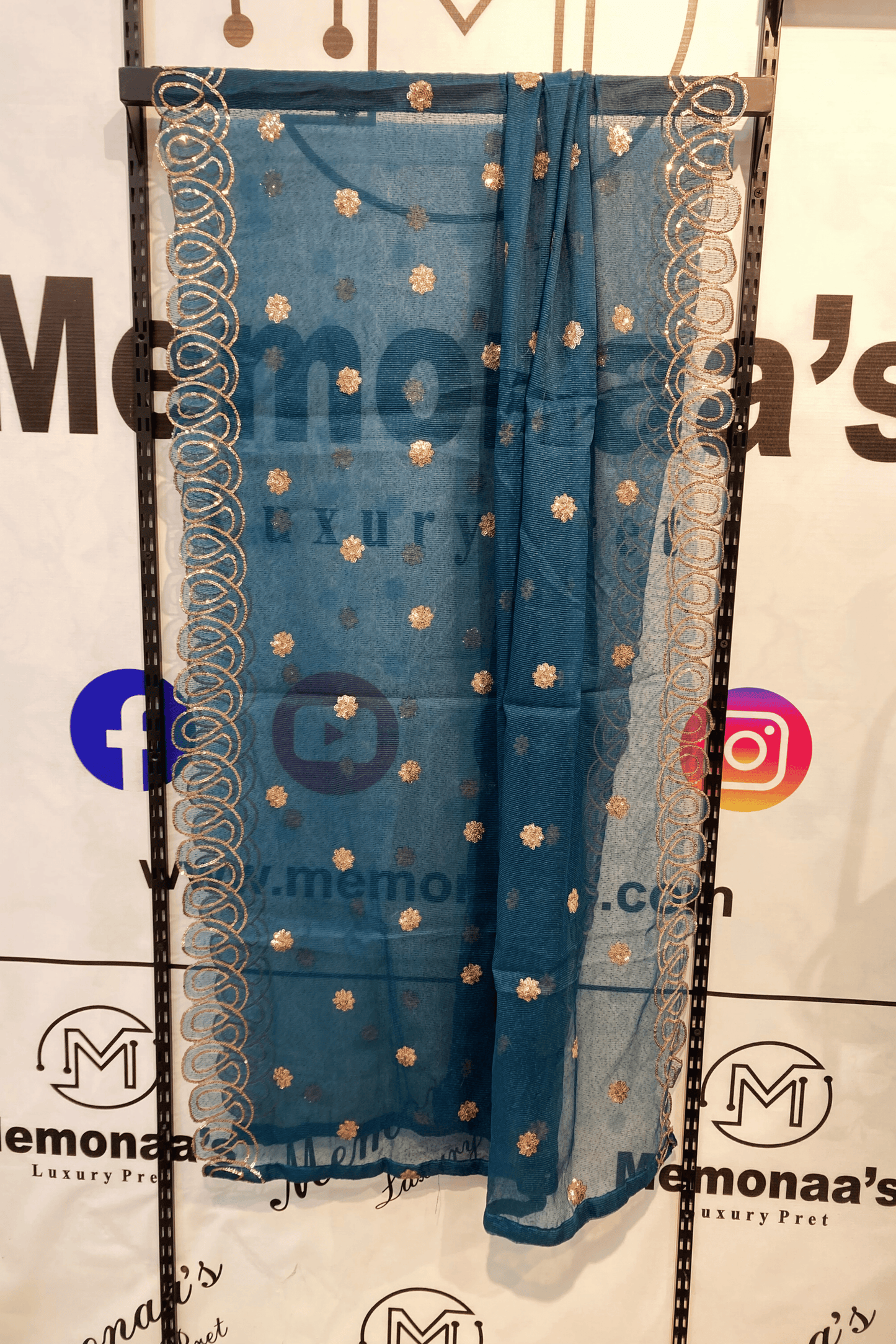 Embroidered Cotton 3 Piece Suit with Embroidered Khadi Net Dupatta