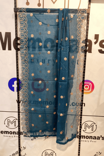 Embroidered Cotton 3 Piece Suit with Embroidered Khadi Net Dupatta