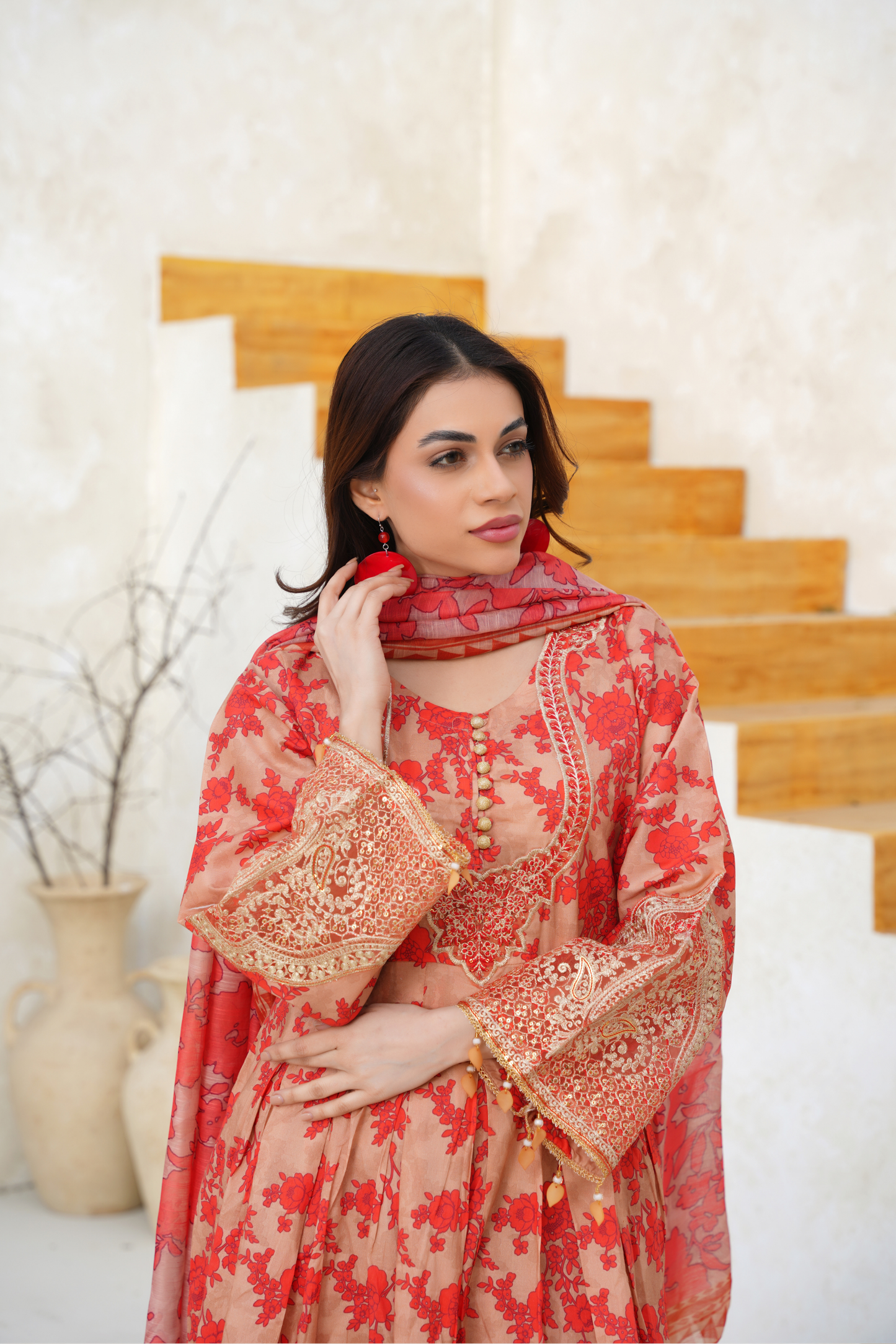 Printed Lawn 3 Piece Summer Suit with Embroidered Neckline & Dupatta | Festive Summer Wear