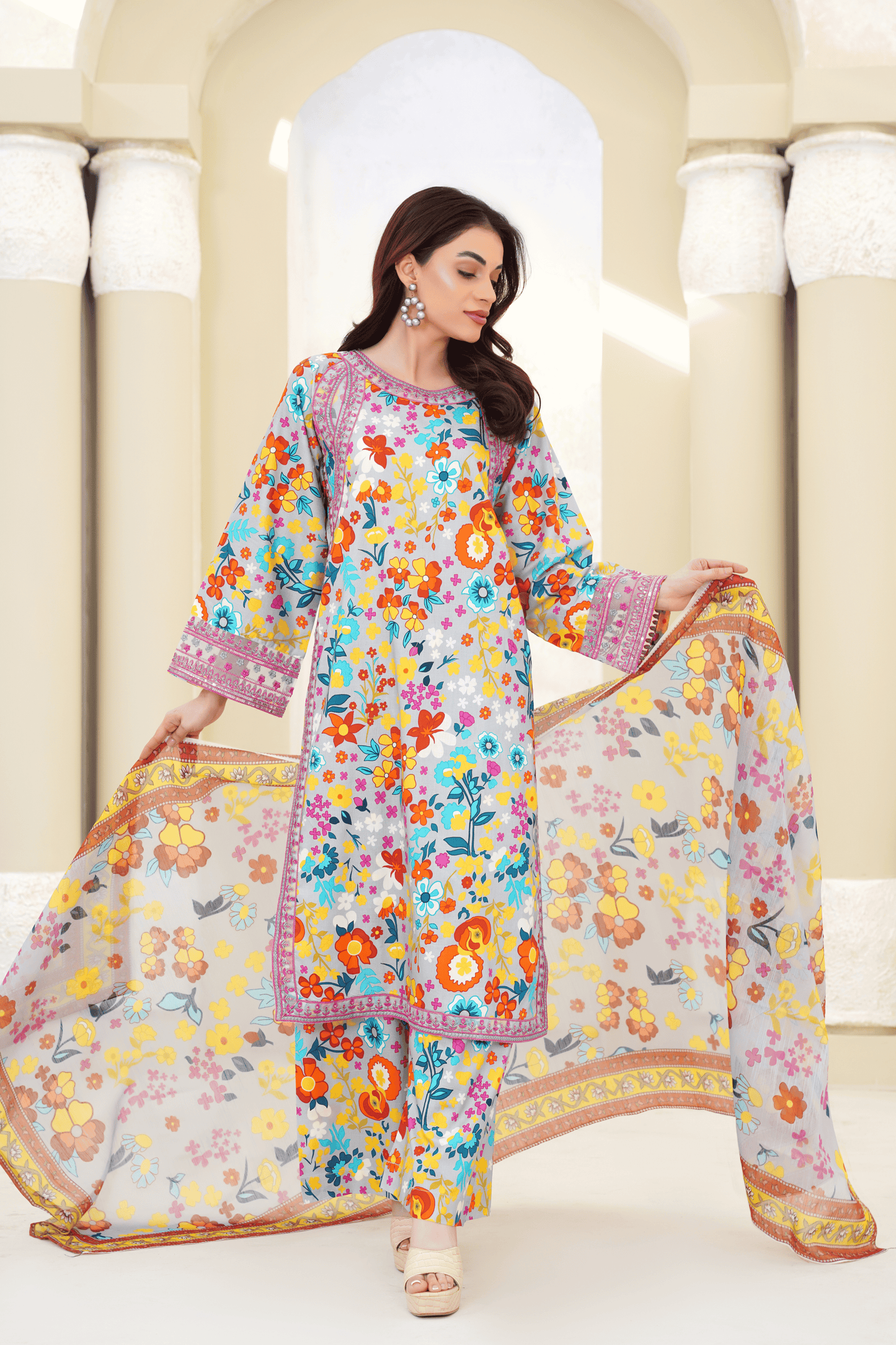 Memonaas Summer Vibrant Floral 3 Piece Suit