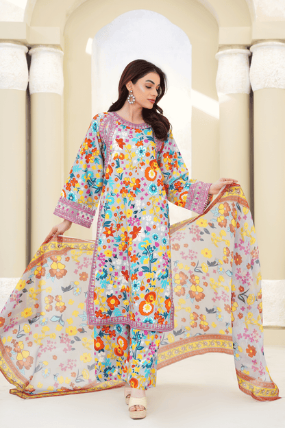 Memonaas Summer Vibrant Floral 3 Piece Suit