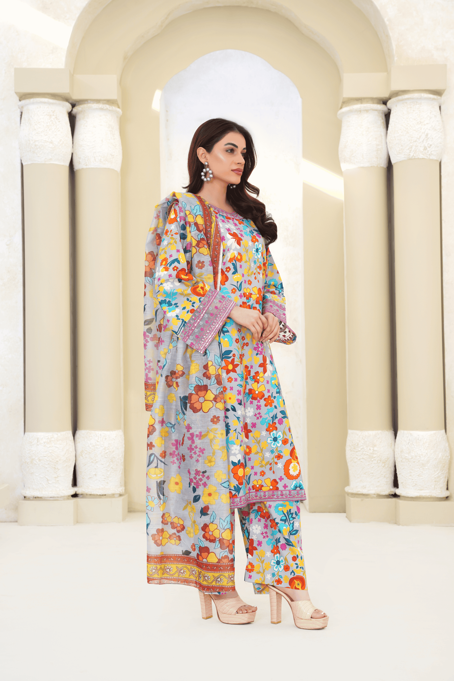 Memonaas Summer Vibrant Floral 3 Piece Suit