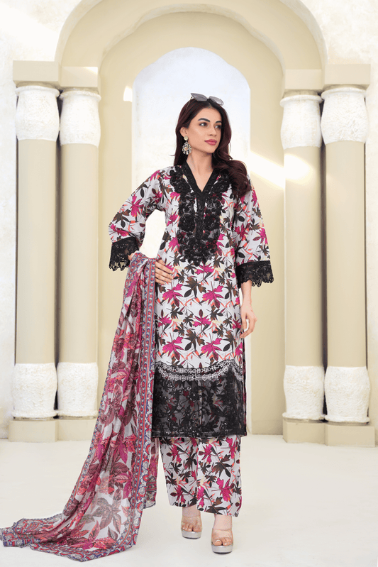 Memonaas Black Lace Floral 3 Piece Summer Suit