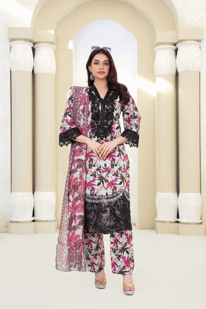 Memonaas Black Lace Floral 3 Piece Summer Suit