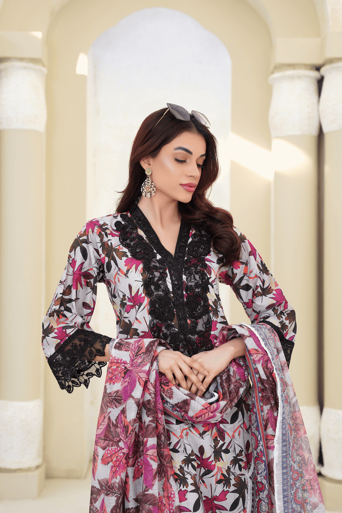 Memonaas Black Lace Floral 3 Piece Summer Suit