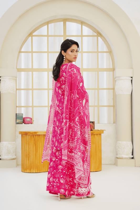 Memonaas Elegant Printed Lawn 3 Piece Suit for Women